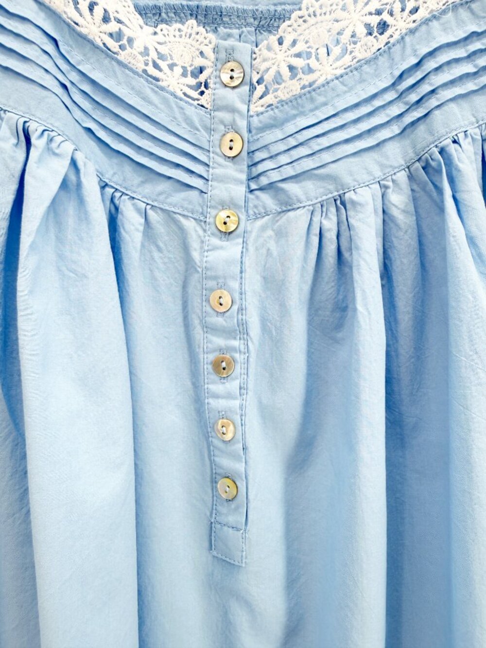 Aoiier blue cottagecore lace trim cotton midi dress nightgown coquette XXL - Picture 3 of 10
